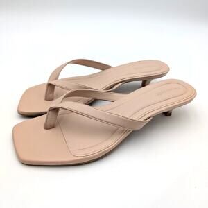 Open Edit Tori Slip-On Kitten Heel Sandal Women's Tan Cream Size US8.5M EU38.5